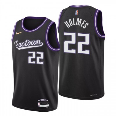 Sacramento Kings #22 Richaun Holmes Men's Nike Black 202122 Swingman NBA Jersey - City Edition Men's